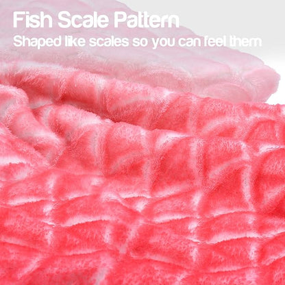 Catalonia Kids Mermaid Tail Blanket, Super Soft Plush Flannel Sleeping Snuggle Blanket for Girls, Rainbow Ombre, Fish Scale Pattern, Gift Idea
