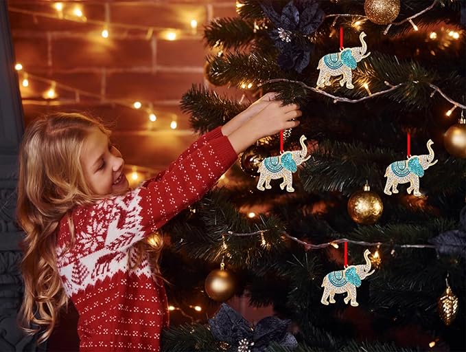 WhatSign Blue Elephant Christmas Ornament - Metal Ornament for Christmas Tree Friendship Sisterhood Decorations Hanging Ornament Keepsake Gifts for Kids Girls