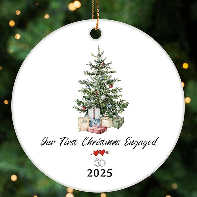Engaged Ornaments Christmas Tree Ornaments, Engagement Ornament 2025, Our First Christmas Engaged Ornament for Couples
