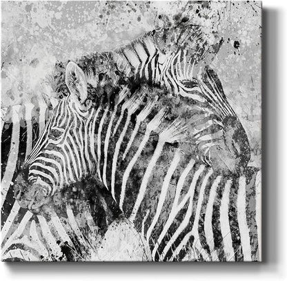 Canvas Prints Wall Art Animals Painting for Wall Décor, Zebra Pair Wall Art, Ready to Hang, 32'' x 32''