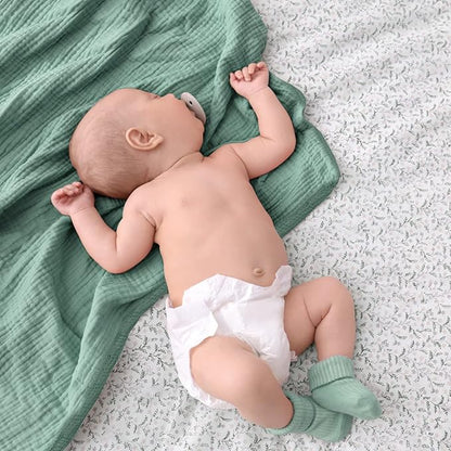 Lulu moon Muslin Quilt Blanket, Crib Blanket for Baby and Toddler,47x47 Inches(Lotus Leaf)
