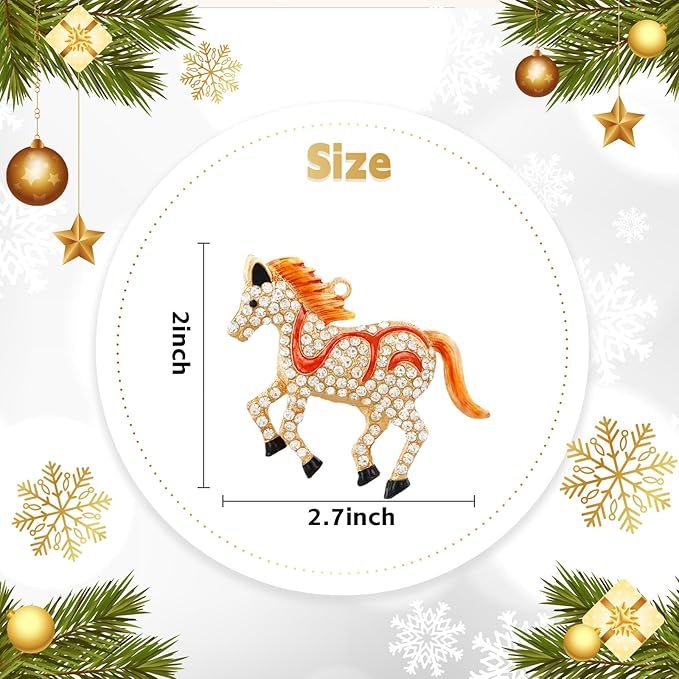 WhatSign Horse Christmas Ornament - Metal Farmhouse Animal Ornament With Rhinestones for Christmas Tree, Holiday Decorations, Keepsakes, Gifts for Women Girls