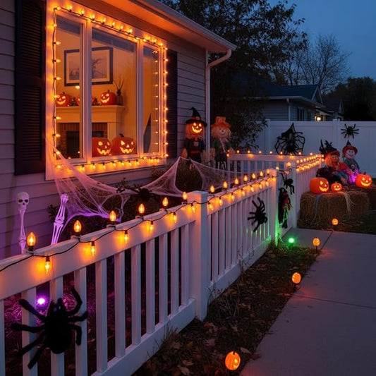 25 Pack C9 Clear Orange Light Bulbs,Orange Halloween Incandescent Bulbs for Indoor Outdoor Halloween Party Outside Lights,C9/E17 7Watt Chandeliers and Night Light Bulb