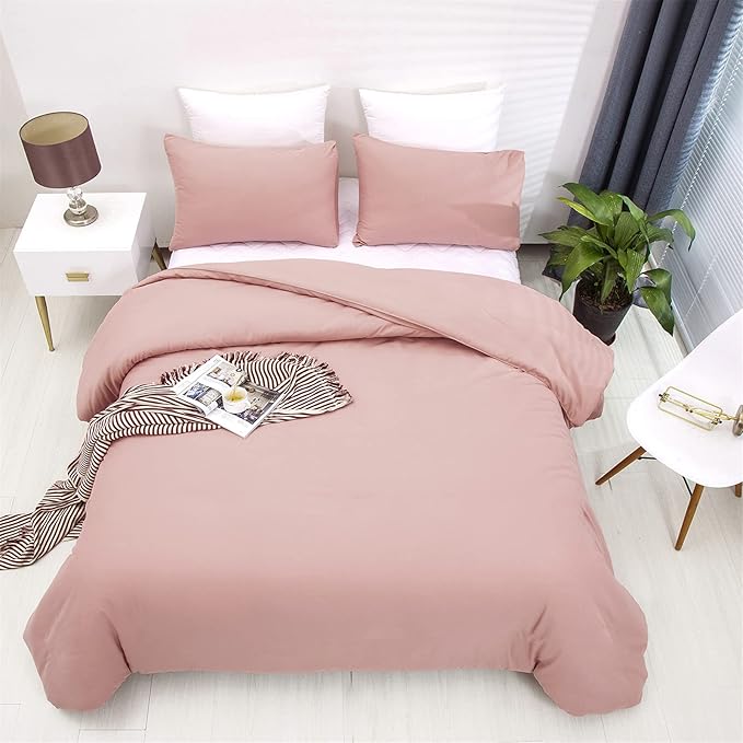 Cottonight Blush Pink Comforter Set California King Pink Bedding Set Cal King Solid Color Dusty Rose Quilts Blanket Breathable Soft Comforter Set
