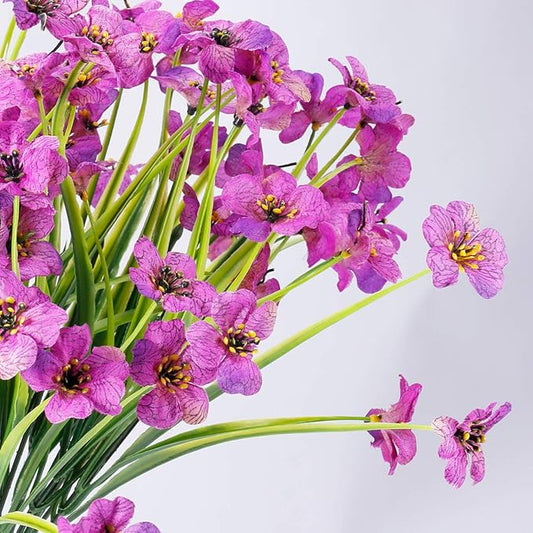 30 Bundles Artificial Flowers Outdoor UV Resistant Fake Flowers No Fade Faux Plastic Plants Garden Porch Window Box Decorating(Purple)