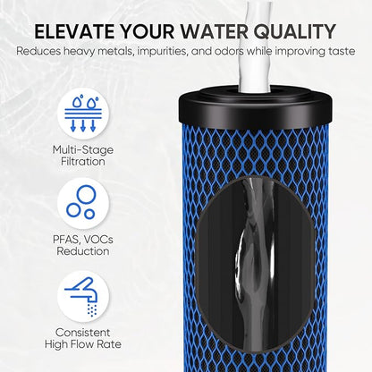 1 Micron 2.5" x 10" Whole House CTO Carbon Water Filter Cartridge Replacement for Under Sink Water Filter System, Dupont WFPFC8002, WFPFC9001, FXWTC, SCWH-5, WHEF-WHWC, WHCF-WHWC, AMZN-SCWH-5, 3Pack
