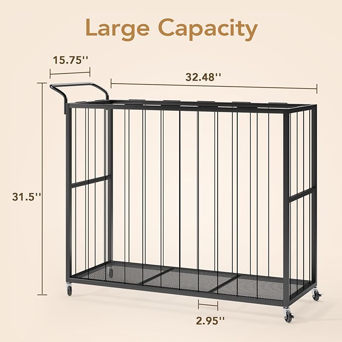 BBLIKE Stuffed Animal Storage Tower Rolling Cart - Zoo Cage Organizer for Kids' Plush Toys - Extra Large Storage Holder for Stuffy, Plushies & More in Playroom or Bedroom, 214L, Black