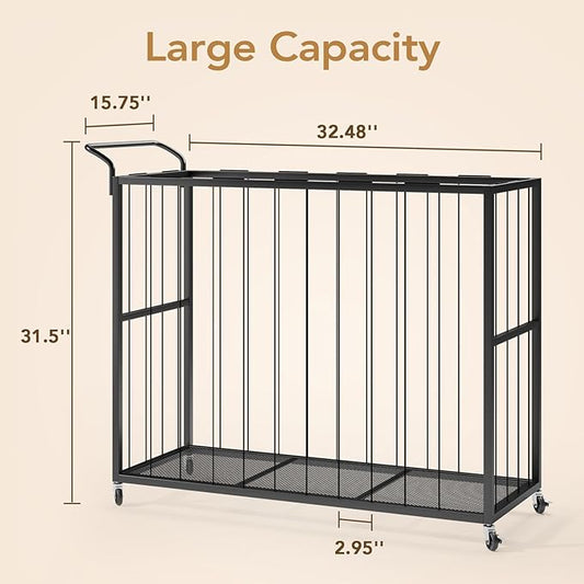 BBLIKE Stuffed Animal Storage Tower Rolling Cart - Zoo Cage Organizer for Kids' Plush Toys - Extra Large Storage Holder for Stuffy, Plushies & More in Playroom or Bedroom, 214L, Black
