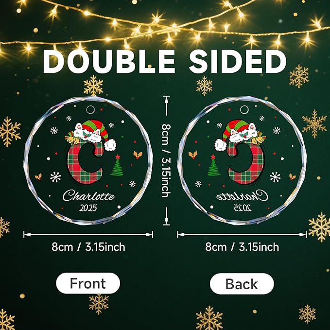 Personalized Christmas Ornaments 2025, Name Ornaments for Christmas Tree, Custom Initial Christmas Ornament for Kids and Adults, Stocking Name Tags