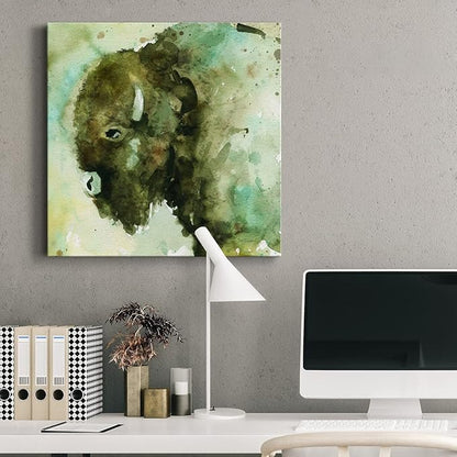 Cute Animals Artwork Abstract Colorful Painting Wall Art on Canvas, On Guard Wall Art, Ready to Hang, 10'' x 10''