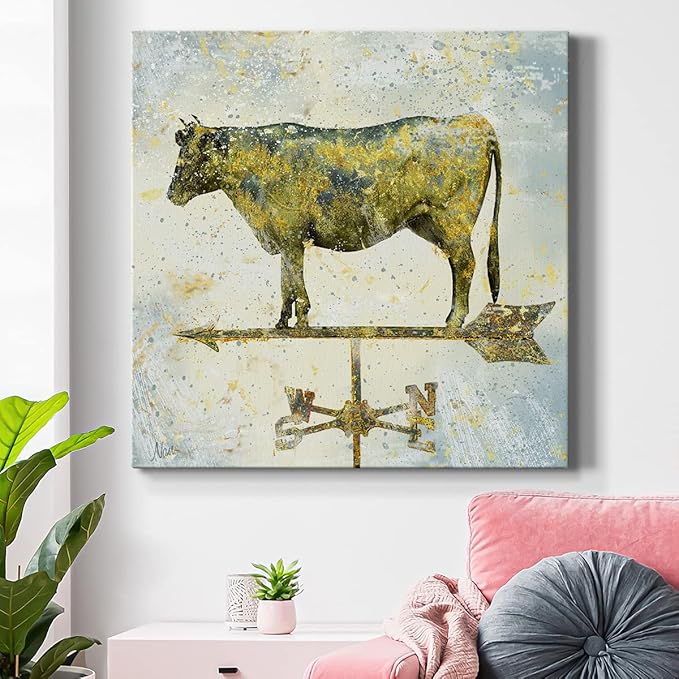Abstract Wall Art Animals Poster for Bedroom and Living Room,Americana Cow Wall Art, Ready to Hang, 24'' x 24''
