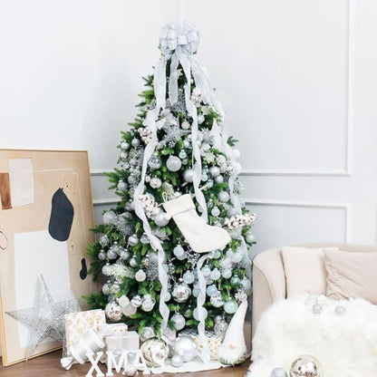 6pcs 3.94" Christmas Ball Ornaments Glitter Shatterproof Christmas Tree Ornaments Sequin Xmas Hanging Balls Decorations for Wedding Party Holiday(Silver, 6pc-10cm)