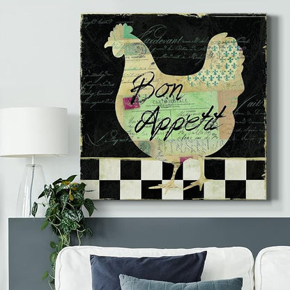 Abstract Wall Art Animals Poster for Bedroom and Living Room,French Hen Wall Art, Ready to Hang, 24'' x 24''