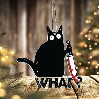 Black Cat Christmas Ornaments - Black Kitten Xmas Decor Tree Hanging - 2024 Christmas Ornament for Cat Lovers
