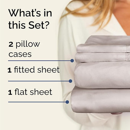 CGK Linens Twin 4 Piece Sheet Set - Cooling Sheets for Hot Sleepers - Hotel Luxury Bedding Set with 8-16 Inch Deep Pockets - 1 Flat & 1 Fitted & 2 Pillowcases - Soft, Comfy & Wrinkle Free - Light Grey