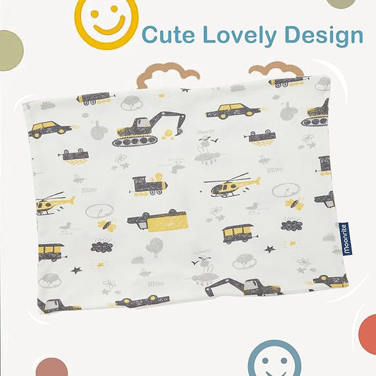 Moonrite 13×18 Toddler Pillow with Pillowcase,100% Cotton Toddler Pillows for Sleeping,Soft Breathable Washable Small Toddler&Kid Pillow for Bed,Mini pillow,Better Naps at Preschool