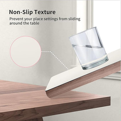 Maxpearl Faux Leather Placemats Set of 4, Waterproof - Wipe Clean - Heat Resistant - Anti Slip Dining Table Place Mats, Suitable for Indoor & Outdoor Use, 17’’×12’’, Ivory White