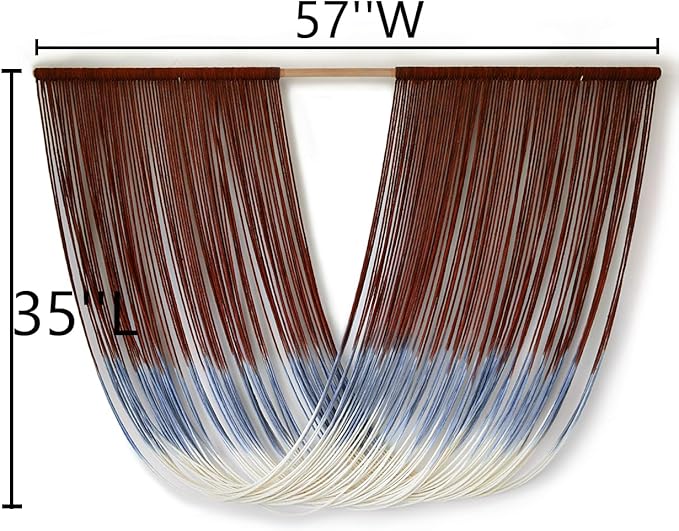 Flber Large Macrame Wall Hanging Dyed Boho Wall Decor Yarn Wall Art Living Room Bedroom Home Room Decor 57" W x 35" L