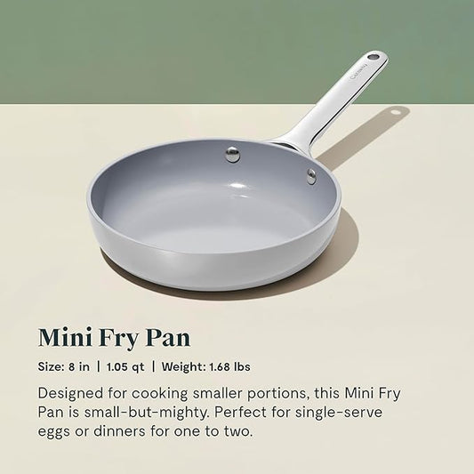 Caraway Mini Cookware Set - Non-Stick Ceramic Fry Pan (1.05 qt, 8") & Sauce Pan (1.75 qt) - Non Toxic, PTFE & PFOA Free - Oven Safe & Stovetop Agnostic (Gas, Electric & Induction) - Gray