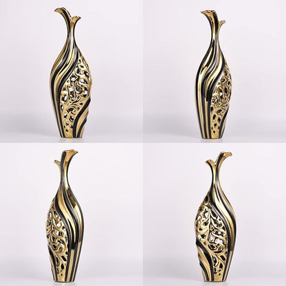 19 Inch Tall Floor Vase, Black and Gold Ceramic Vase, Pottery Decorative Vase, Unique Pampas Grass Vase for Living Room Floor, Home Office, Porch Home Centerpieces Decorative Large Vase