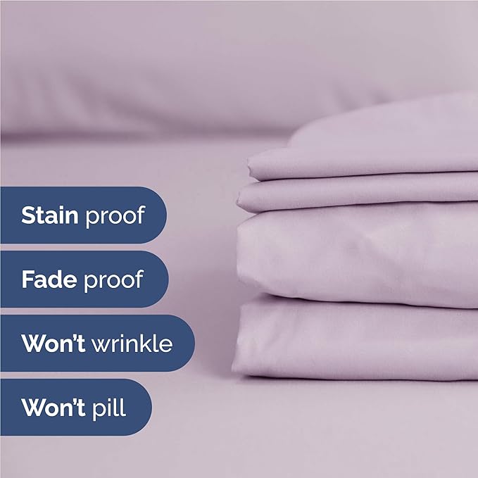 CGK Linens Twin XL 4 Piece Sheet Set - Cooling Sheets for Hot Sleepers - Hotel Luxury Bedding Set w/ 8-16 Inch Deep Pockets - 1 Flat & 1 Fitted & 2 Pillowcases - Soft & Wrinkle Free - Light Lavender