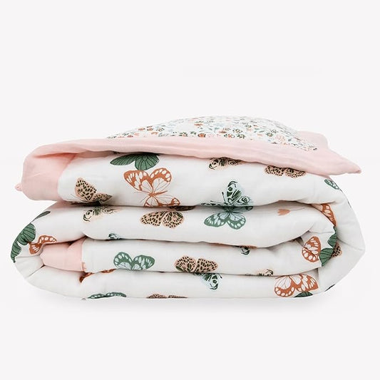 Little Unicorn Lofty Comforter Blanket | Super Soft & Breathable Muslin Fabric| Great for Play & Bedtime Blanket (Butterflies)