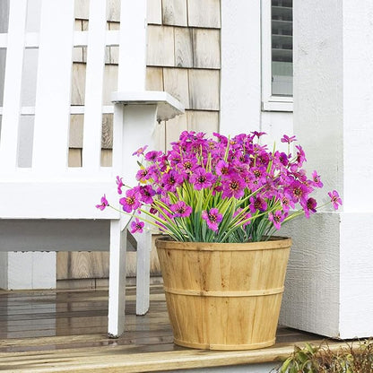 30 Bundles Artificial Flowers Outdoor UV Resistant Fake Flowers No Fade Faux Plastic Plants Garden Porch Window Box Decorating(Purple)