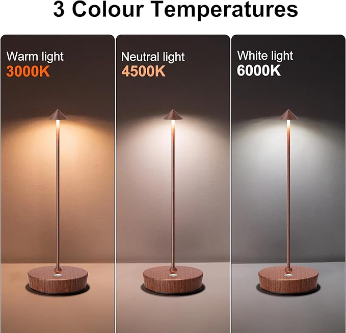 SAKRINGT 2 Pack Cordless Table Lamps Rechargeable, 6000mAh Battery Operated Waterproof Stepless Dimming Modern Portable LED Table Light for Restaurant Dining Patio Outdoor