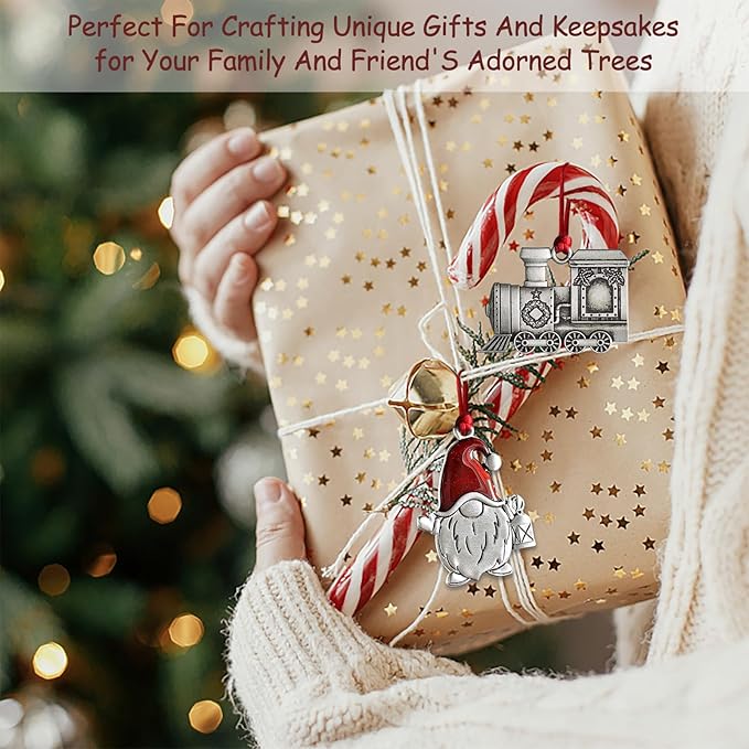 Christmas Ornaments, 2025 Solid Pewter Christmas Tree Ornament Handcrafted Metal DIY Hanging Craft Collectibles for Xmas Trees Home Party Party Gifts (Train)