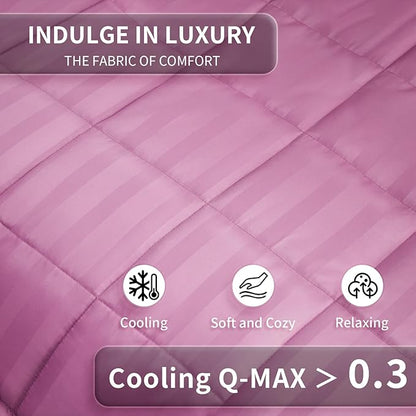 Weighted Blanket for Adult,25lbs Heavy Weighted Blanket 80"x87" Breathable Cooling Summer Blankets, Ultra Soft Cotton Comfort Throw Blanket with Glass Beads for All-Season (Pink)