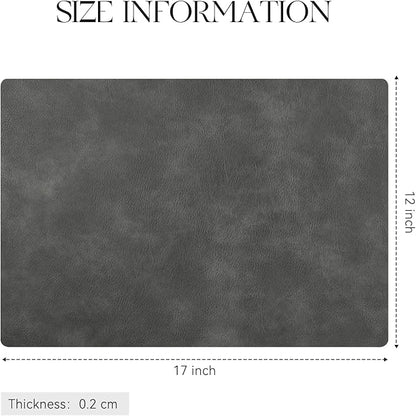 MOSAYT Vinyl Placemats Set of 4-12 X 17 Inch - Faux Leather 100% Waterproof Oil-Proof Wipeable PU Place Mats, Heat Resistant Reversible Table Mats for Kitchen, Dining, Outdoor (Dark Grey)