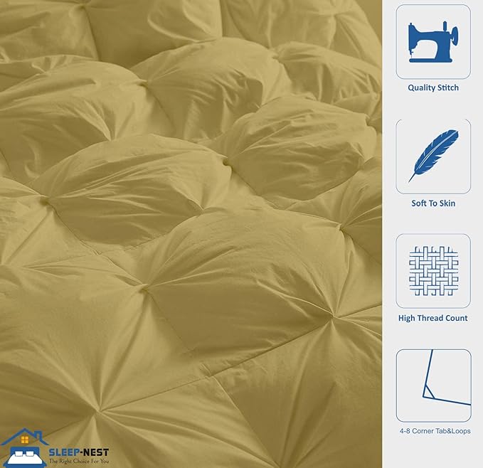 SLEEP-NEST Oversized King Comforter 120x120 Extra Large Breathable Down Alternative 1 Piece Pinch Pleated Comforter Duvet Insert with 8 Tabs/Loops for All Season Quilt Lightweight & Soft, Taupe