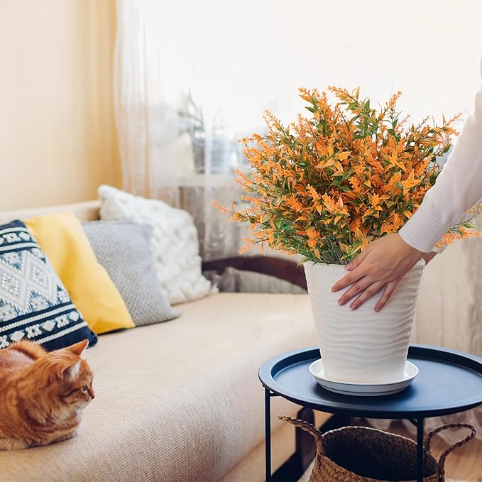 RECUTMS Fall Decoration for Home, Artificial Flowers for Outdoors Artificial Fall Flowers for Outdoors UV Resistant Artificial Plants Outdoor Artificial Flowers for Outdoors in Pots(Salmon)