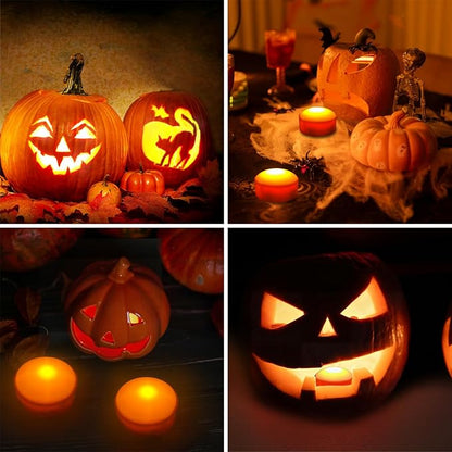 Halloween LED Pumpkin Lights, 2 Pack Battery Operated Jack-O-Lantern Lights with Remote Control and Timers, Orange Flickering Flameless Candles Ideal for Halloween Pumpkin Decorations