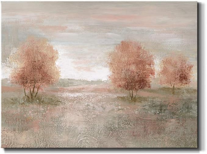 Renditions Gallery Canvas Nature Wall Art Modern Paintings Decorations Autumnal Peach Leaves Abstract Romantic Artwork Wall Hanging Prints for Bedroom Office Kitchen - 24"x36" LT33