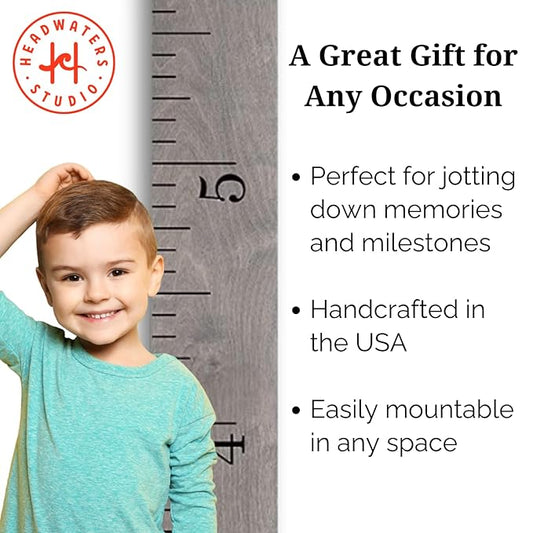 Wooden Growth Chart for Wall-Kids Sizing Chart, Height Measurement for Wall, Kids Height Wall Chart, Kids Height Ruler, Height Growth Chart for Kids - Love Grows Here Gray (63"x6.7")
