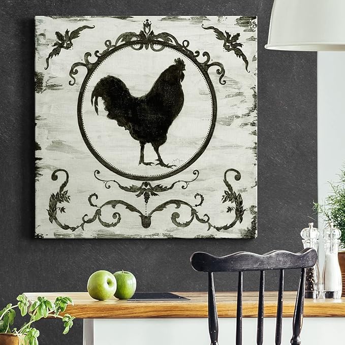 Colorful Animals Painting Wall Art on Canvas Modern Abstract Artwork, Berkshire Rooster Wall Art, Ready to Hang, 40'' x 40''