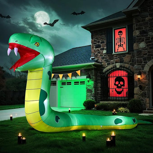 13FT Halloween Inflatable Blow Up Decorations, Giant Snake, Built-in LEDs for Holiday Party, Garden, Lawn, Yard, Patio Décor