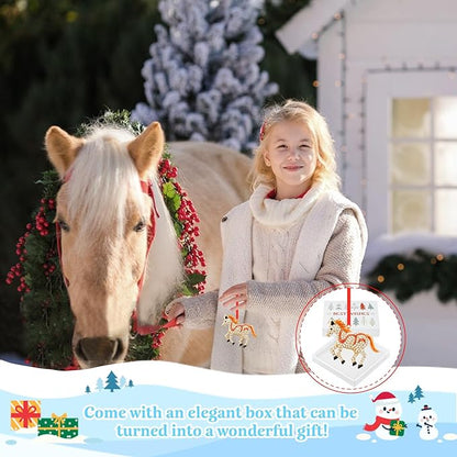 WhatSign Horse Christmas Ornament - Metal Farmhouse Animal Ornament With Rhinestones for Christmas Tree, Holiday Decorations, Keepsakes, Gifts for Women Girls