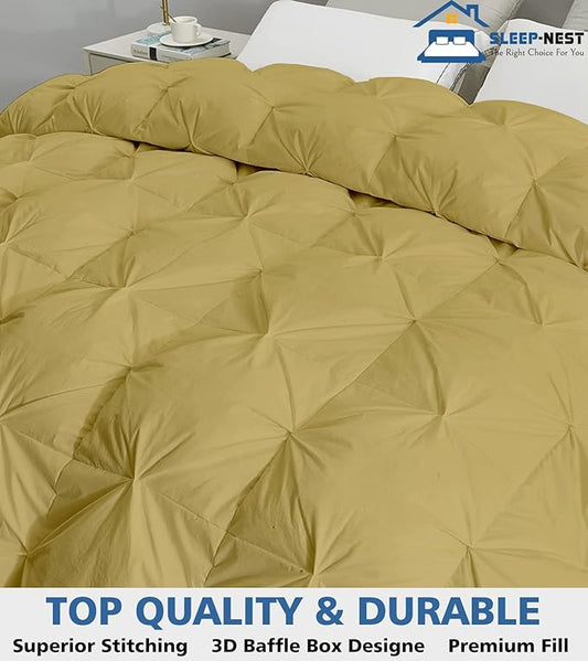 SLEEP-NEST Oversized King Comforter 120x120 Extra Large Breathable Down Alternative 1 Piece Pinch Pleated Comforter Duvet Insert with 8 Tabs/Loops for All Season Quilt Lightweight & Soft, Taupe