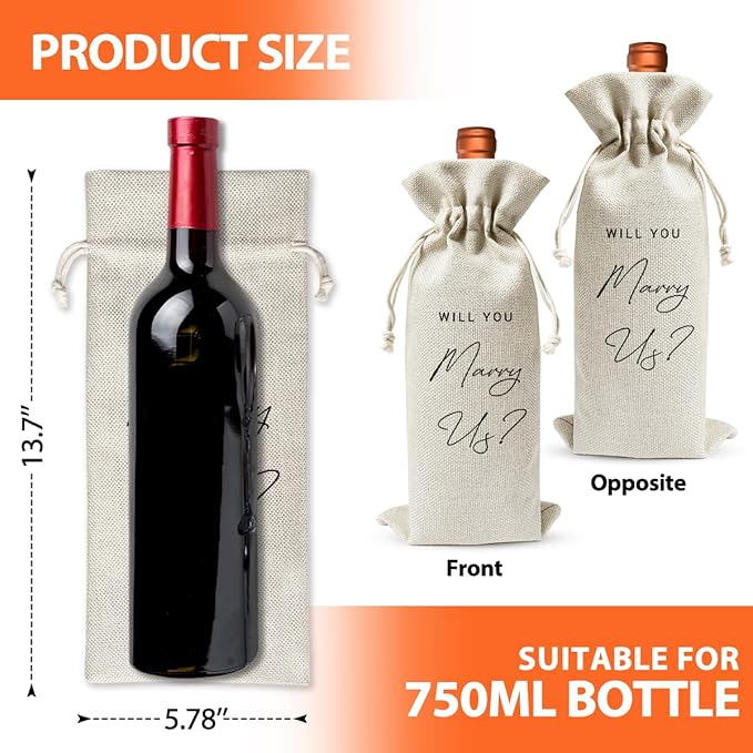 Wedding Officiant Gift Wine Bag, Pastor Appreciation Gift, Bridesmaids Proposal Gift, Engagement Gift for Bridal, Wedding Party Supplies Favors, Officiant Gift Idea, Cotton Linen Wine Bag