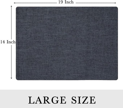 homing Charcoal Cloth Placemats Set of 6 – Cotton Linen Blend Washable Farmhouse Dining Table Mats for Indoors & Outdoors, Easy to Clean, 13x 19 Inch