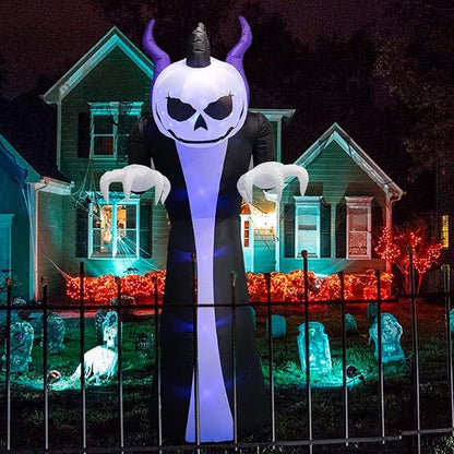 10Ft Giant Halloween Inflatables Pumpkin Halloween Decorations Inflatables with LED Light Sandbags Stakes Strings Halloween Inflatables Outdoor Decorations Blow Up Inflatable Holiday Yard Decoration
