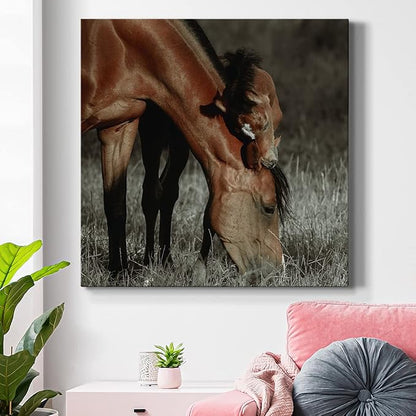Colorful Animals Painting Wall Art on Canvas Modern Abstract Artwork, Unbroken Bond Wall Art, Ready to Hang, 40'' x 40''