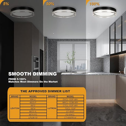 12.5 Inch LED Flush Mount Ceiling Light Fixture, 26W, Super Bright 1700 Lumens, 3 Color 3000K/4000K/5000K, Dimmable Ceiling Lamp for Bedroom Hallway Bathroom Kitchen Laundry (Black Nickel)