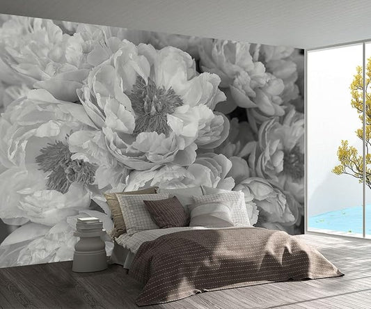 Gray Flower Bedroom Wallpaper Mural (Not Peel and Stick)