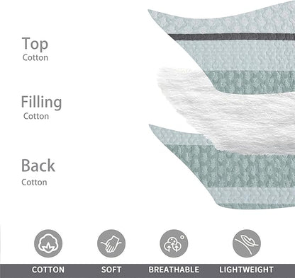 Homzard King Size Quilt,Cotton King Size Comforter Set,Mint Green Grey Bedding Set,Striped Bedspread,Lightweight 3 Piece