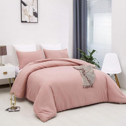 Wellboo Blush Pink Comforter Set California King Solid Pink Bedding Comforters Cal King Women Girls Dusty Pink Quilts Modern Plain Bean Red Blankets Soft Luxury Dream Pink Bedding Plain Pink Comforter