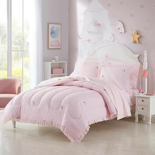 Kids Bedding Set Bed in a Bag for Boys and Girls Toddlers Printed Sheet Set and Comforter , Full, Rainbow Unicorn