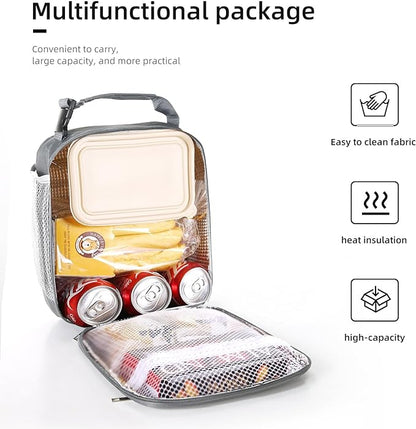 Lunch box Lunch bag for men women Insulated Lunchbox Lunch bags for Work Picnic Travel (Grey)